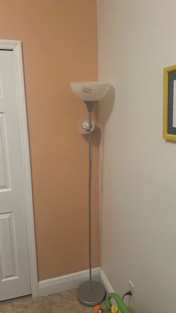 Silver Torchiere Floor Lamp with Reading Light