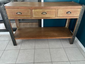 Industrial Wood and Metal Console Table