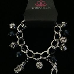 Dark Blue and Silver Dove Charm Bracelet