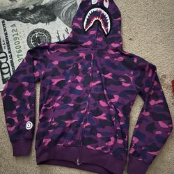Purple Bape Shark Hoodie Camo