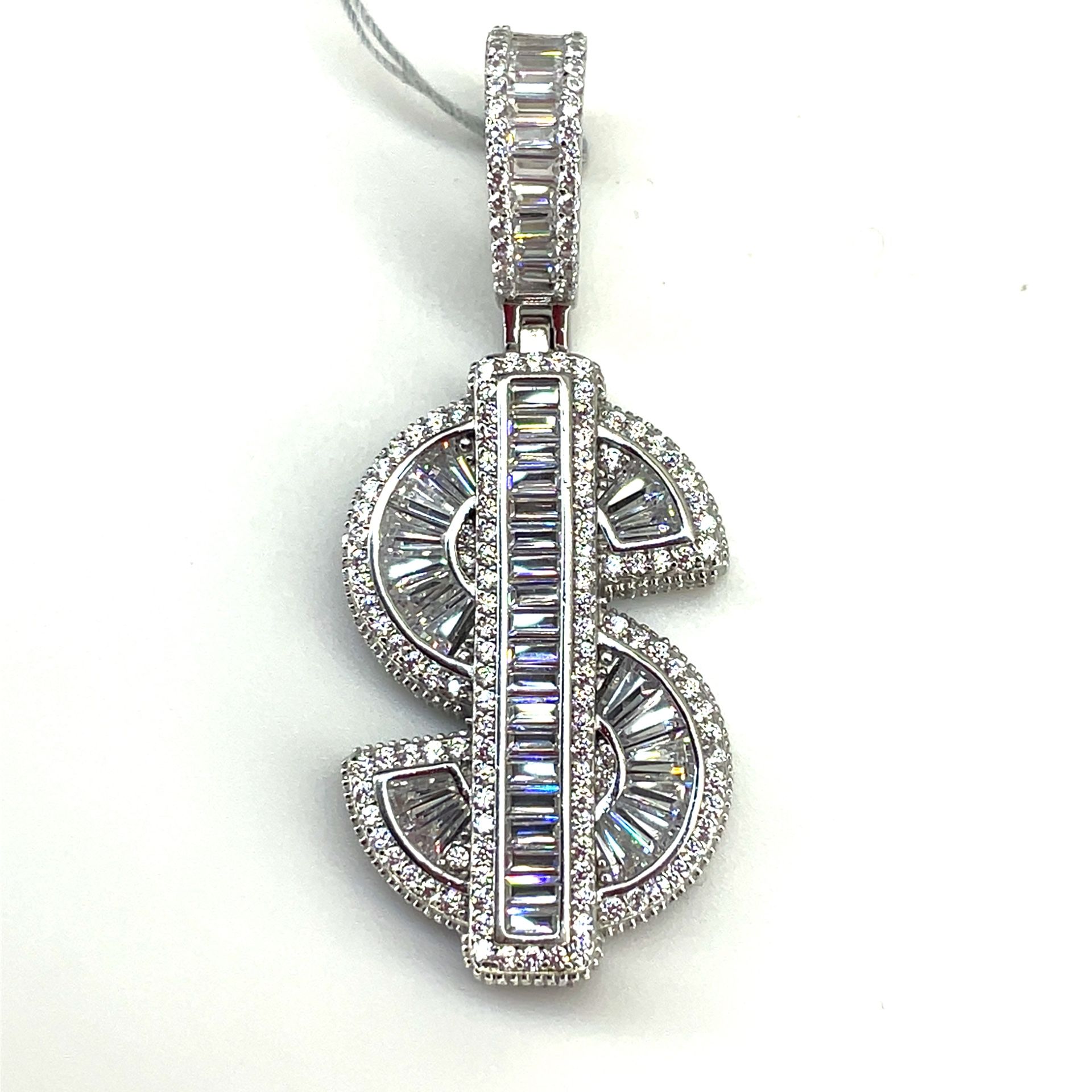 925 Sterling Silver CZ Dollar Sign Pendant 14.40g 205989/3