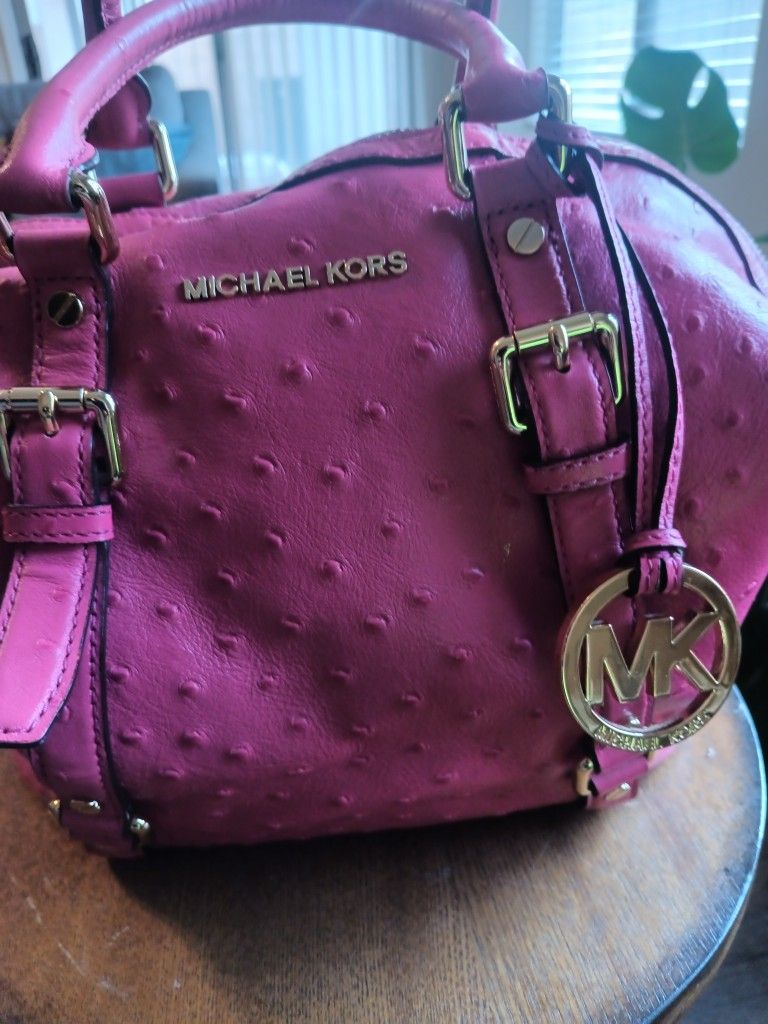 Micheal Kors. Ostrich Leather. Hot Pink. Bedford