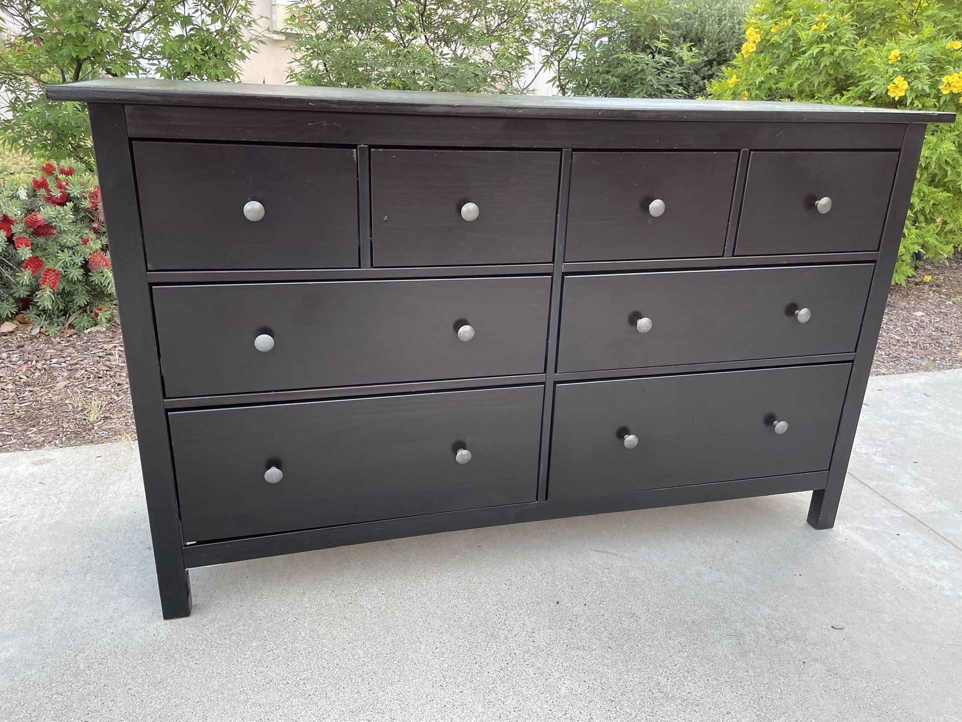Black Solid Wood 8 Drawer Dresser Chest of Drawers Furniture 