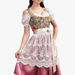 Oktoberfest Floral German Bavarian Dirndl 3-Piece Dress