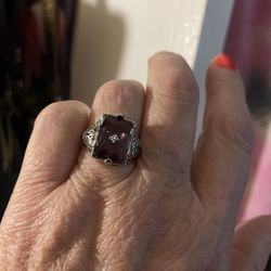 Beautiful Large Vintage Amthyst Sterling Silver 