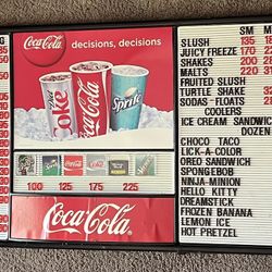 Vintage Coca Cola Menu Board Sign With Extra Letters/Numbers