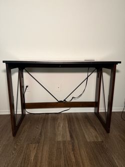 Folding Desk with Built-In Outlets & USB Ports