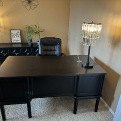 Beautiful Black Stained Wood Desk. 