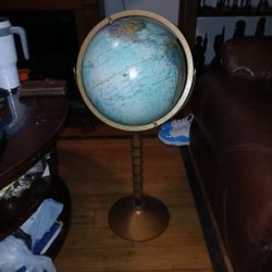 Vintage 12" Blue Raised Relief Floor Standing Replogle Globe 