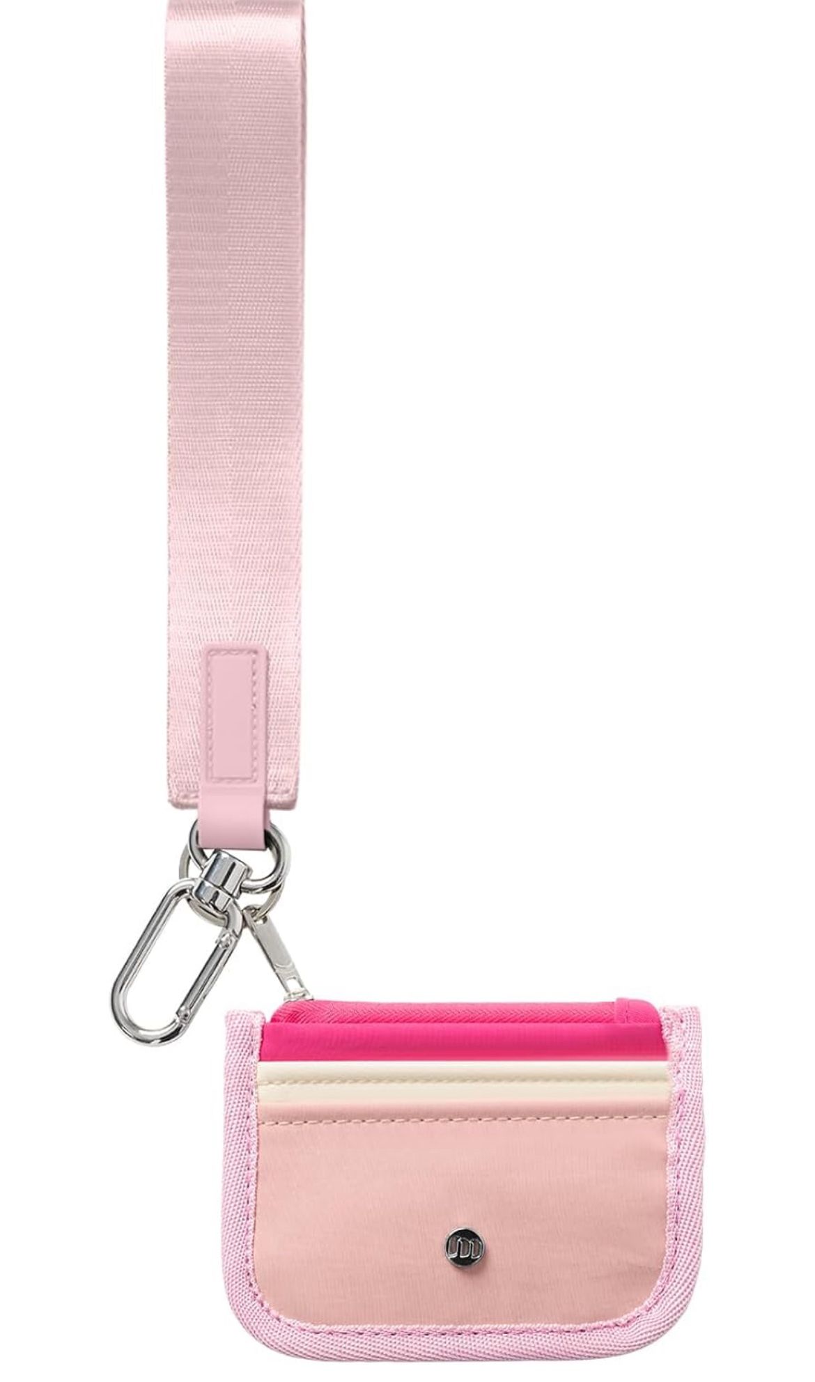 Mum's memory Slim Minimalist RFID Wallet Card Holder for Men & Women,Zippered front and rear 6-pocket wallet Card Holder Match Wristlet Keychain(Pink)