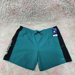 Champion Men's Black And Blue Elastic Waist Pull-On Drawstring Shorts Size XXL 