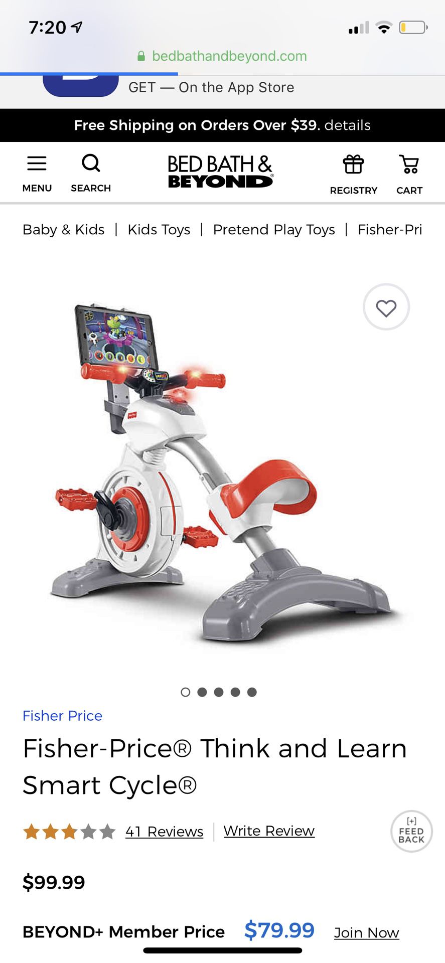 Fisher price toy smart cycle