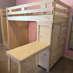 Junior Loft Bed w/Storage Drawers, Bookshelf & Desk - EXCELLENT CONDITION!!