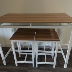  5 Piece Person Kitchen Chairs 4, Industrial Bar, Counter Height Dining Room Table Set 