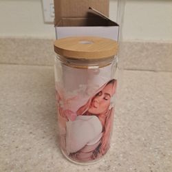 Pink Karol G Clear 16 Oz Glass Cup