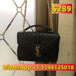 Black YsI Monogram College Bag Gold Hardware