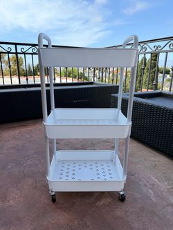 White 3-Tier plastic Rolling Storage Cart