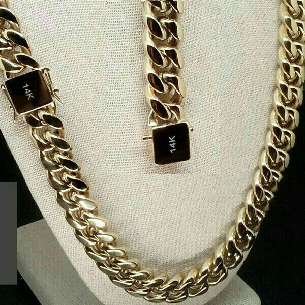 14k High Quality 24X Bonded Stainless Steel 24" & 8.5" Cuban Link 14mm Chain Bracelet Set Brand New
