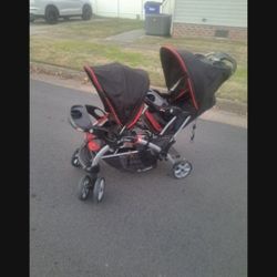DOUBLE BABY TREND SIT N STAND STROLLER