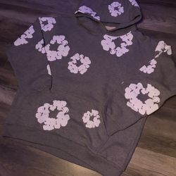 Gray Denim Tear Hoodie 