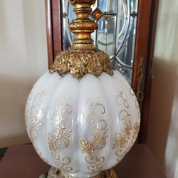 Vintage Brass Lamp Glass Globe
