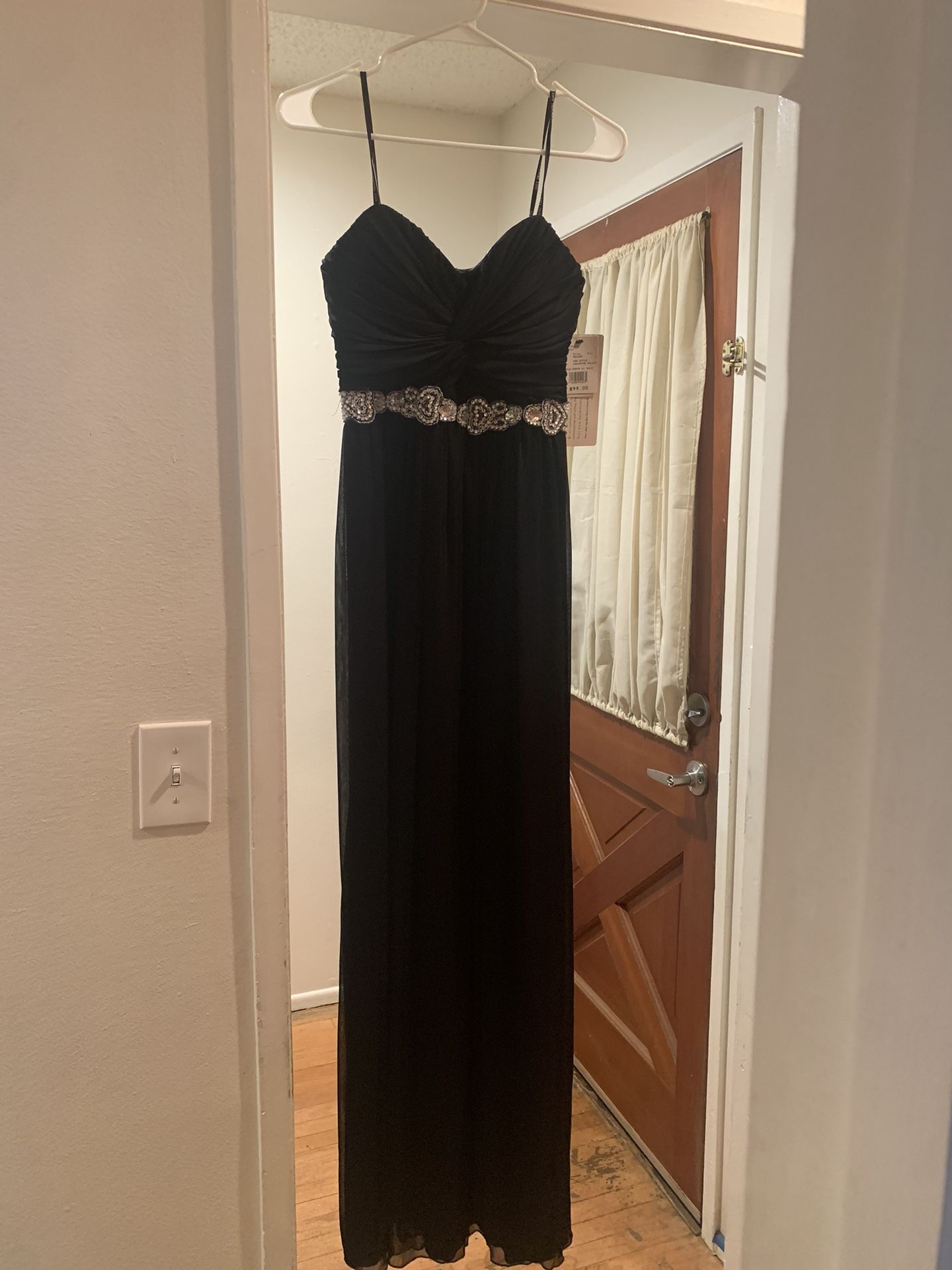 David’s Bridal Black Chiffon Gown