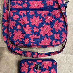Vera Bradley Floral Bag and Wallet Set