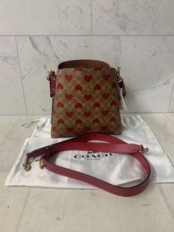 Coach Willow Bucket Bag In Signature Canvas With Heart Print (PO1019287) -Like New Condition