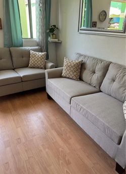 Gray Fabric Sofa Set – 2 Pieces