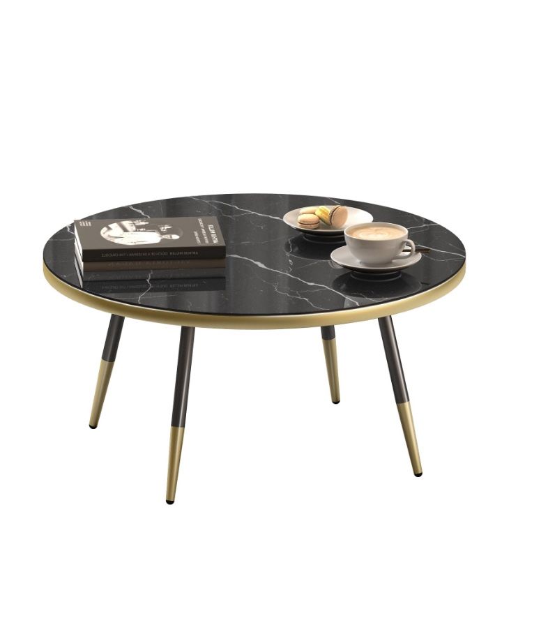 Round Coffee Table, Black Coffee Table For Living Room or Balcony