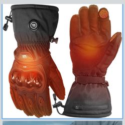 KEMIMOTO Heated Motorcycle Gloves for Men and Women with Hard Protective Shields, Waterproof, Windproof, Touchscreen Compatible, 7.4V 2500mAh Recharge