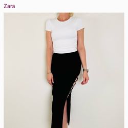 ZARA XS HIGH WAISTED MIDI SKIRT 