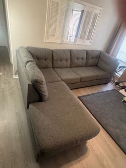 Gray Fabric Sectional Sofa with Chaise