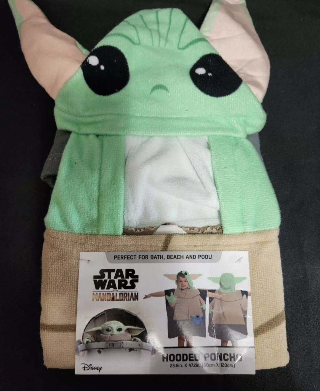 Star Wars Mandalorian The Child Kids Hooded Poncho Towel 23.6" X 47.2"