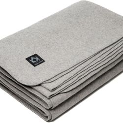 New Arcturus Tahoe Wool Blanket, King: 90" X 108", Stone Gray