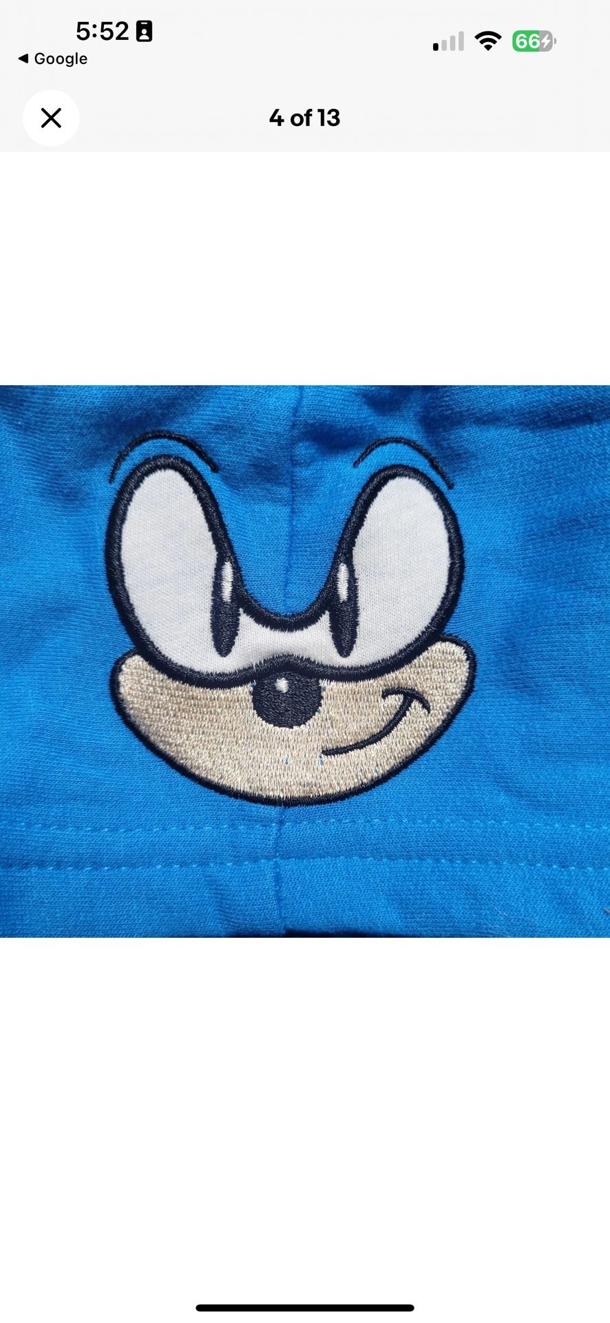 NWOT Sonic The Hedgehog Blue Cosplay Hoodie Zip Up Sega Size Large