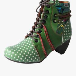 TMA EYES Polka Dot Leather Boots