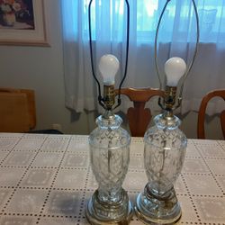 VERY NICE LOOKING VINTAGE Crystal Glass LAMPS 28inches Tall