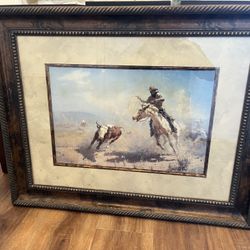 Ropin’ cowboy painting by Eagle arts, Inc.