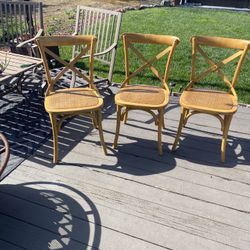 4 Wicker Wood Chairs