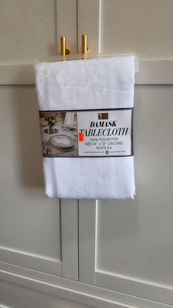 White Damask Tablecloth 54x72 Oblong