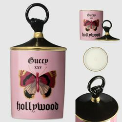 Freesia medium Guccy Hollywood candle Richard Ginori Porcelain holder Art Decorated with house of codes, butterfly,  XXV, Guccy and Hollywood 
Prints 