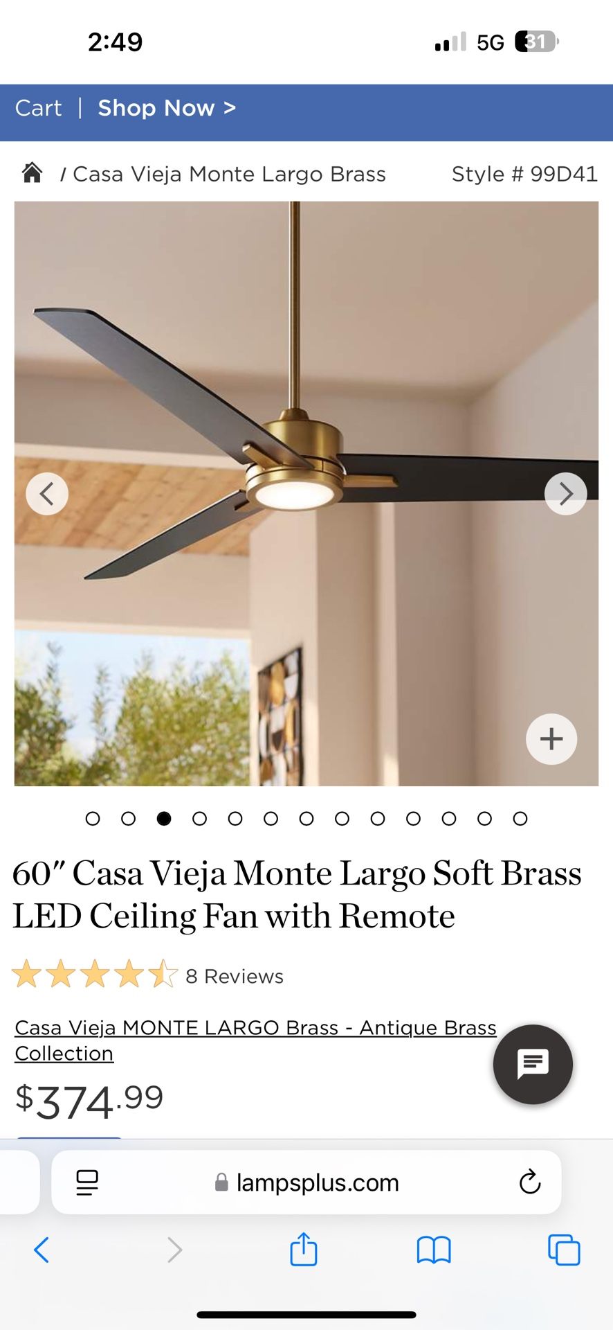 Lamp Plus Black And Brass 60 Inch Ceiling Fan 
