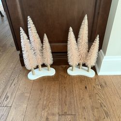 Set Of 3 Pink Christmas Trees 