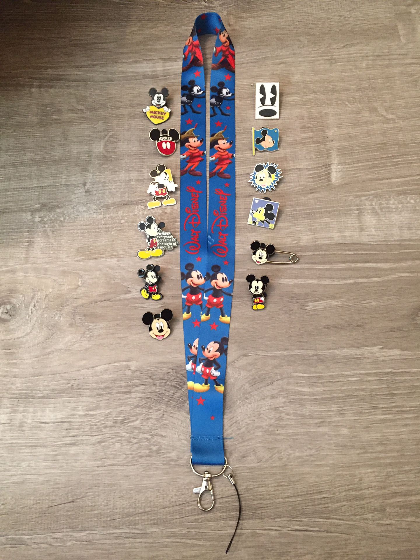New Disney Mickey Lanyard with 12 tradable Mickey pins!