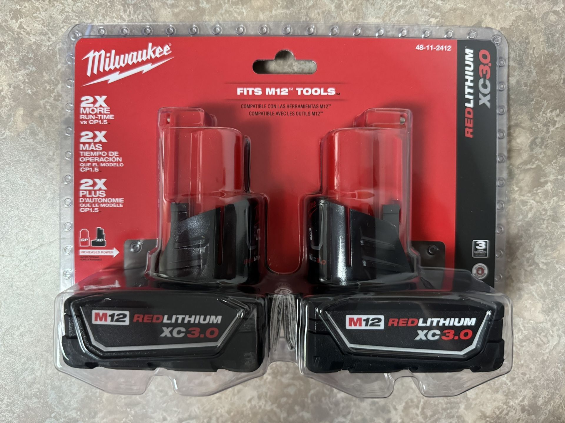 Firm Price* 2 x Milwaukee M12 XC 3.0 Battaries