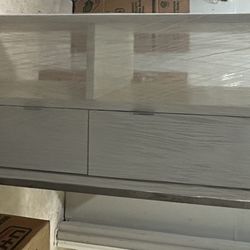 White Wooden TV Stand with 2 Drawers