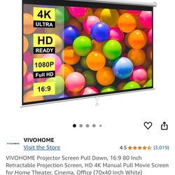 For Sale: New In Package 80” Projector Screen