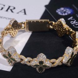 Clover Moissanite Bracelet Fully Iced Out