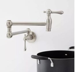 Augusta Retractable Wall-Mount Pot Filler Faucet - Brushed Nickel